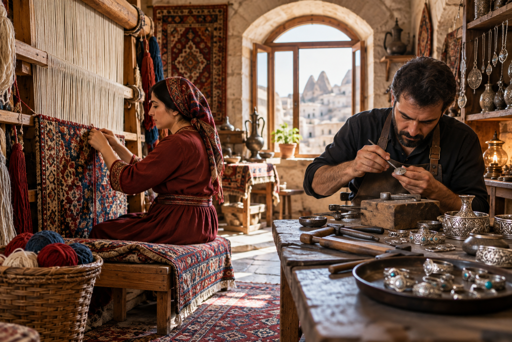 Amazigh artisan creating traditional crafts