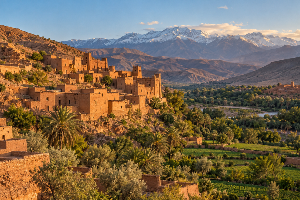 Traditional architecture integrated into North African landscape