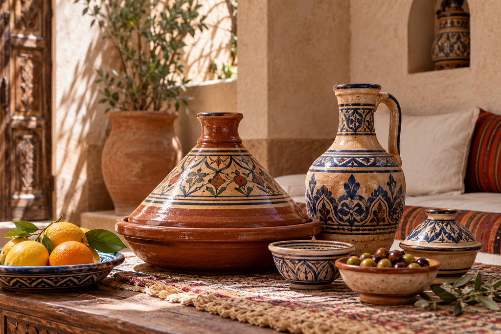 Traditional Amazigh pottery used in everyday life