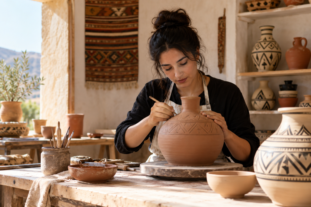 Contemporary Amazigh ceramic artist working