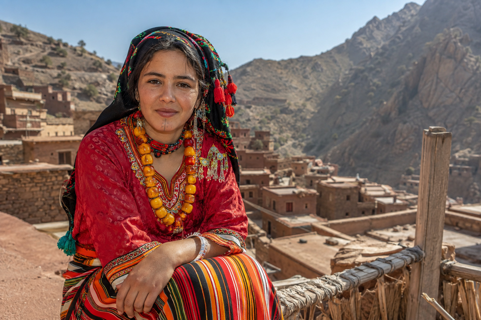 Amazigh person in a North African village
