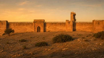 Kasbah de Boulaouane fortress overlooking the Oum Er-Rbia River in Morocco