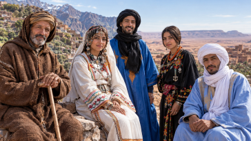 Diverse Amazigh people representing North African communities