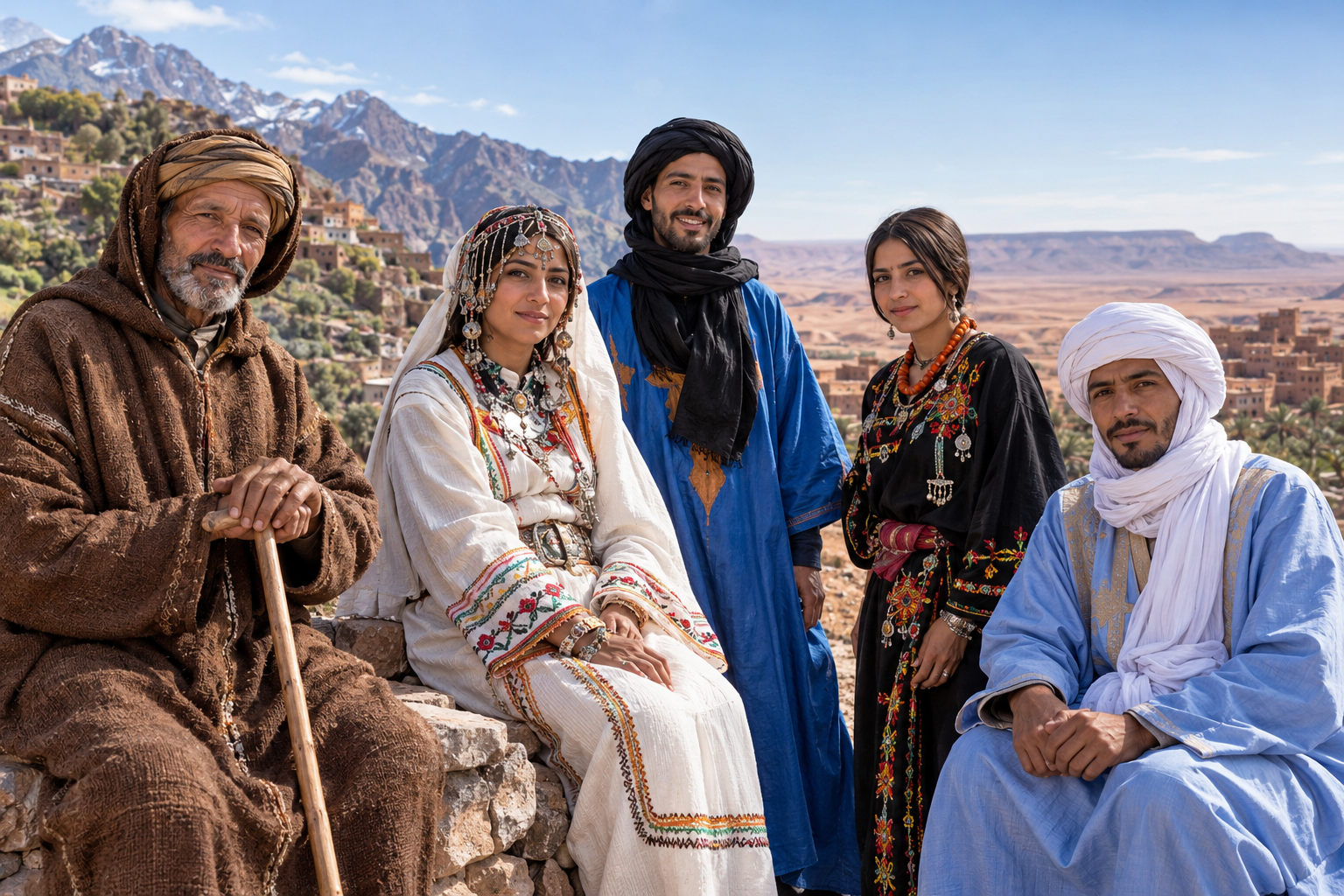 Diverse Amazigh people representing North African communities