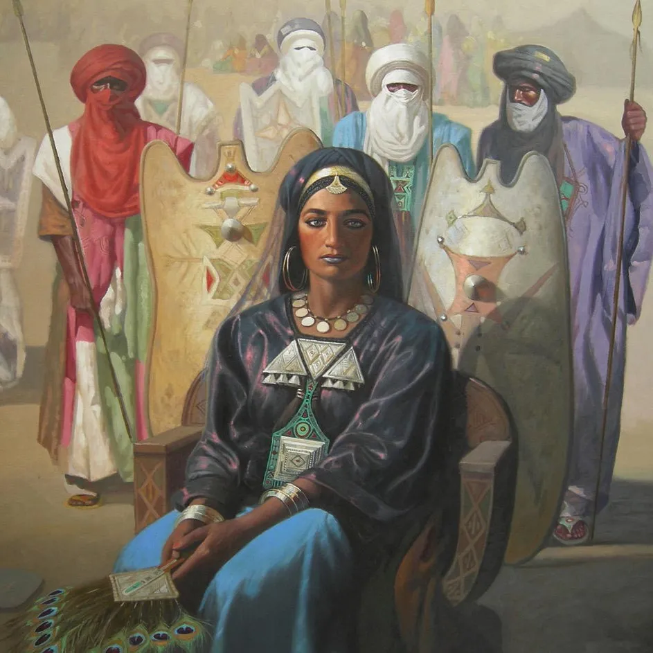 Modern Amazigh artwork featuring the Yaz symbol