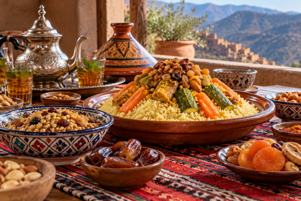 Traditional Amazigh foods prepared for Yennayer celebration
