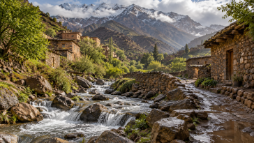 Amazigh mountain landscape representing Anzar rain traditions