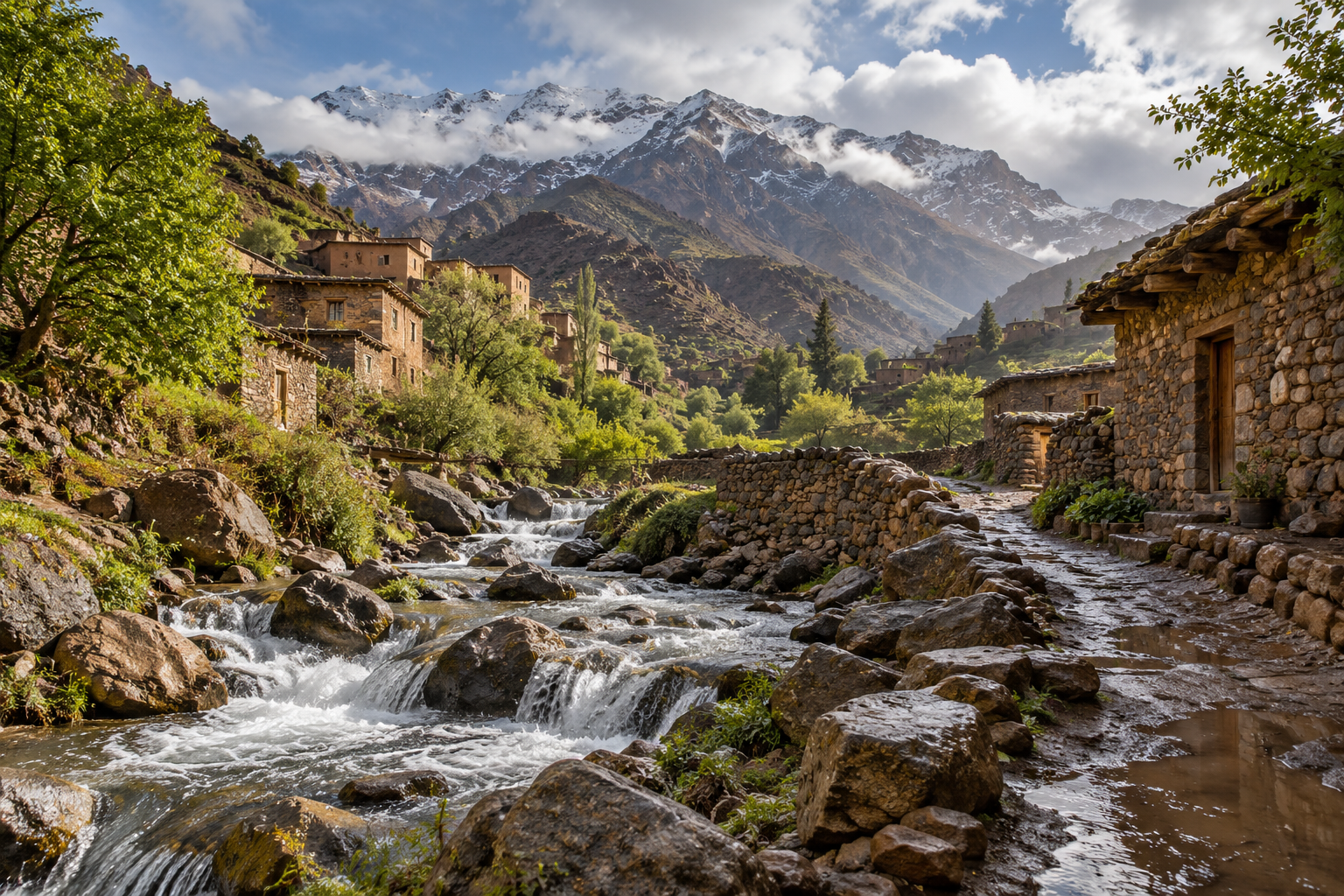 Amazigh mountain landscape representing Anzar rain traditions