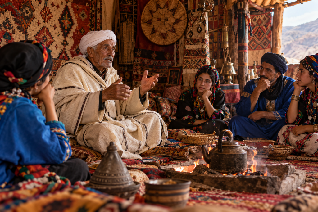 Amazigh storytellers preserving oral folklore traditions