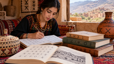 Tifinagh alphabet displayed on Amazigh educational materials
