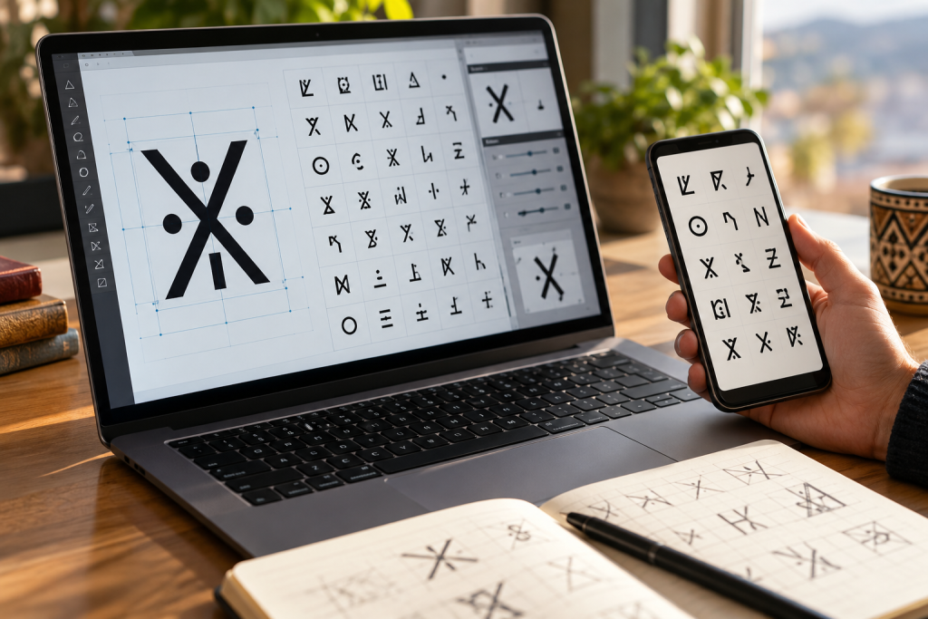 Tifinagh characters displayed digitally