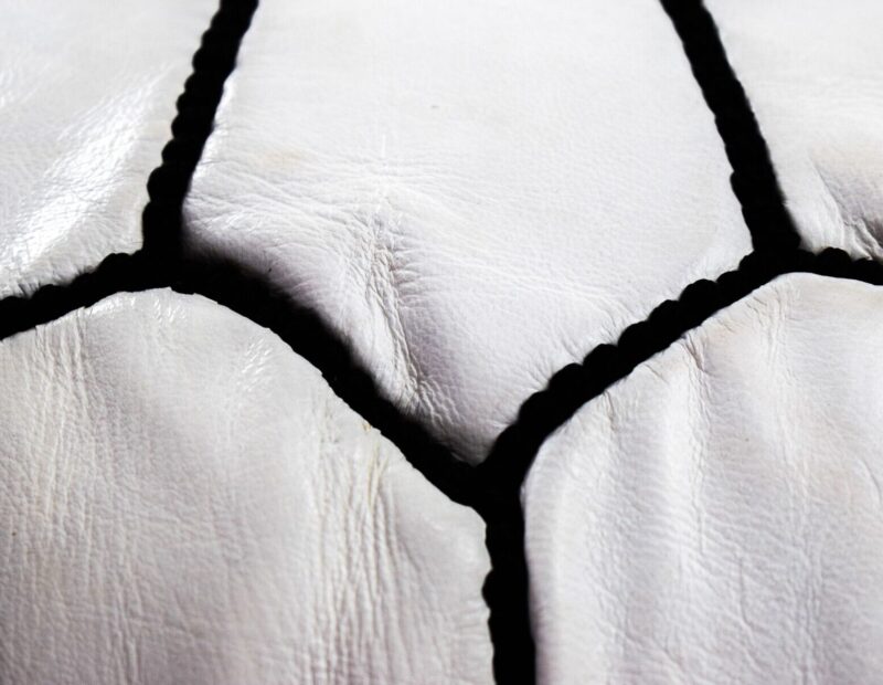 Berber Handcrafted Leather Pouf (White) - Image 5