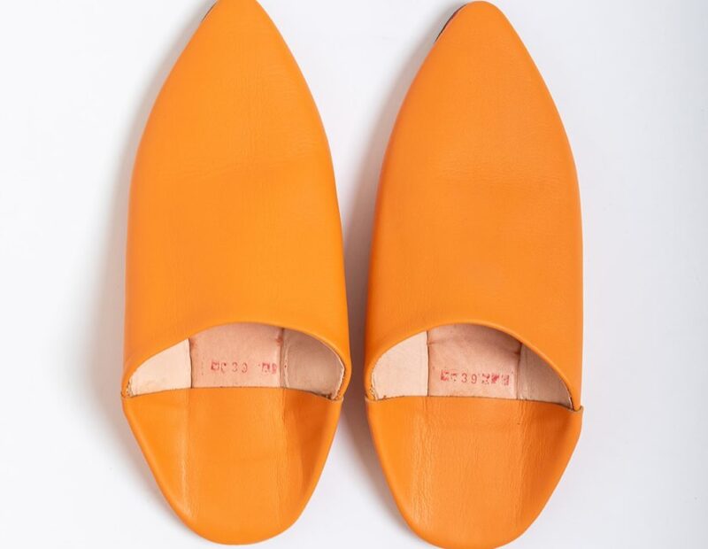 Orange Moroccan Berber Men Babouche - Image 2