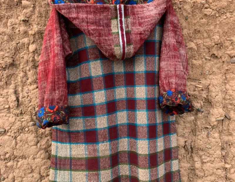 Berber handmade hooded vintage blanket coat - Image 3