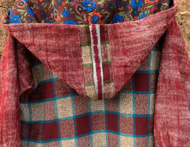 Berber handmade hooded vintage blanket coat - Image 4