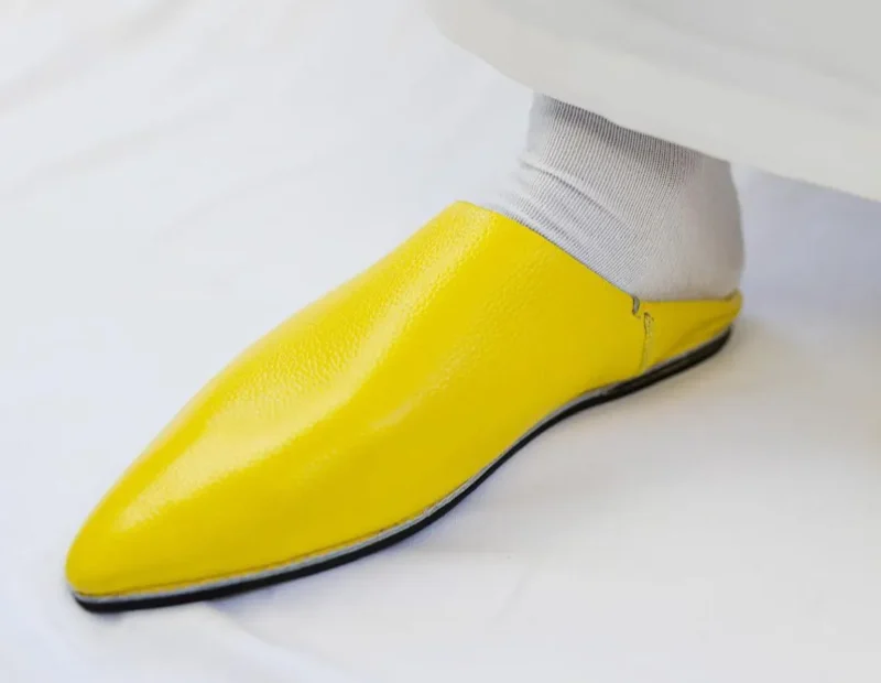 Yellow Moroccan Berber Men Babouche - Image 5