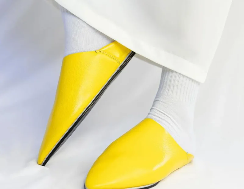 Yellow Moroccan Berber Men Babouche - Image 2
