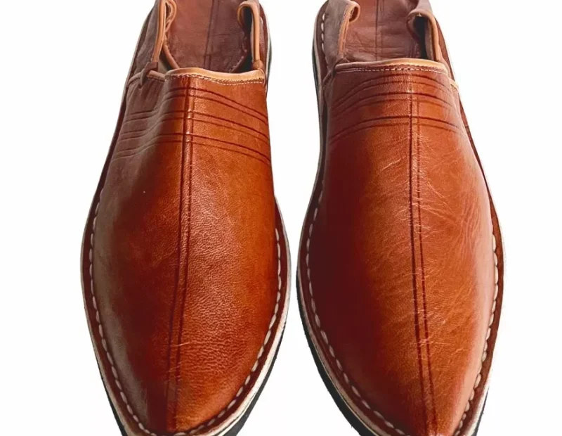 Berber Leather Handmade Slippers (Brown) - Image 2