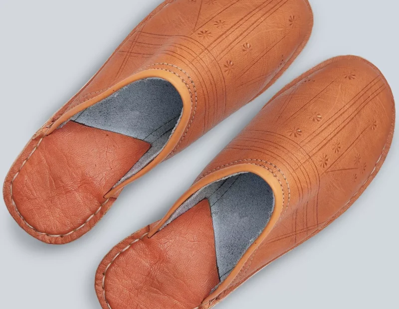 Organic Moroccan Berber Leather Slippers - Image 2