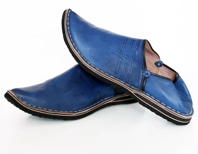 Berber Leather Handmade Slippers (Blue) - Image 6
