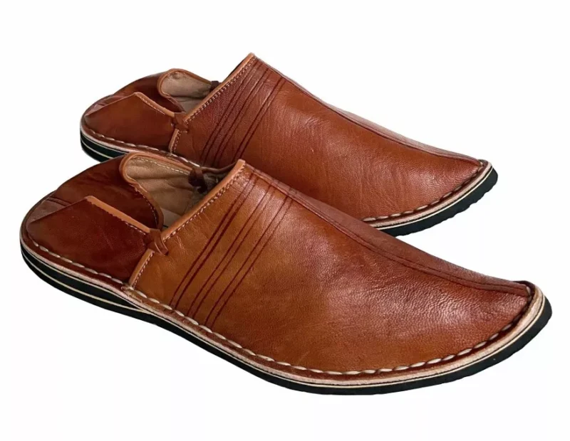Berber Leather Handmade Slippers (Brown) - Image 3
