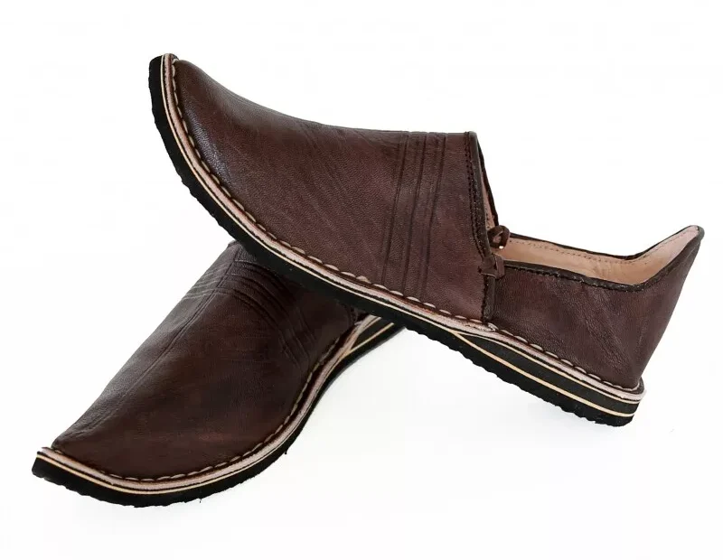 Berber Leather Handmade Slippers (Dark Brown) - Image 3