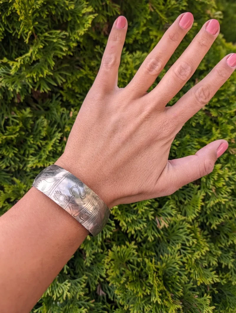 Women's Berber Silver Etched Cuff Bracelet