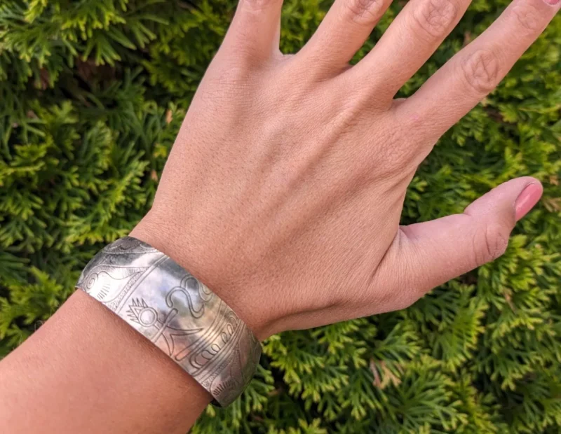 Women's Berber Silver Etched Cuff Bracelet