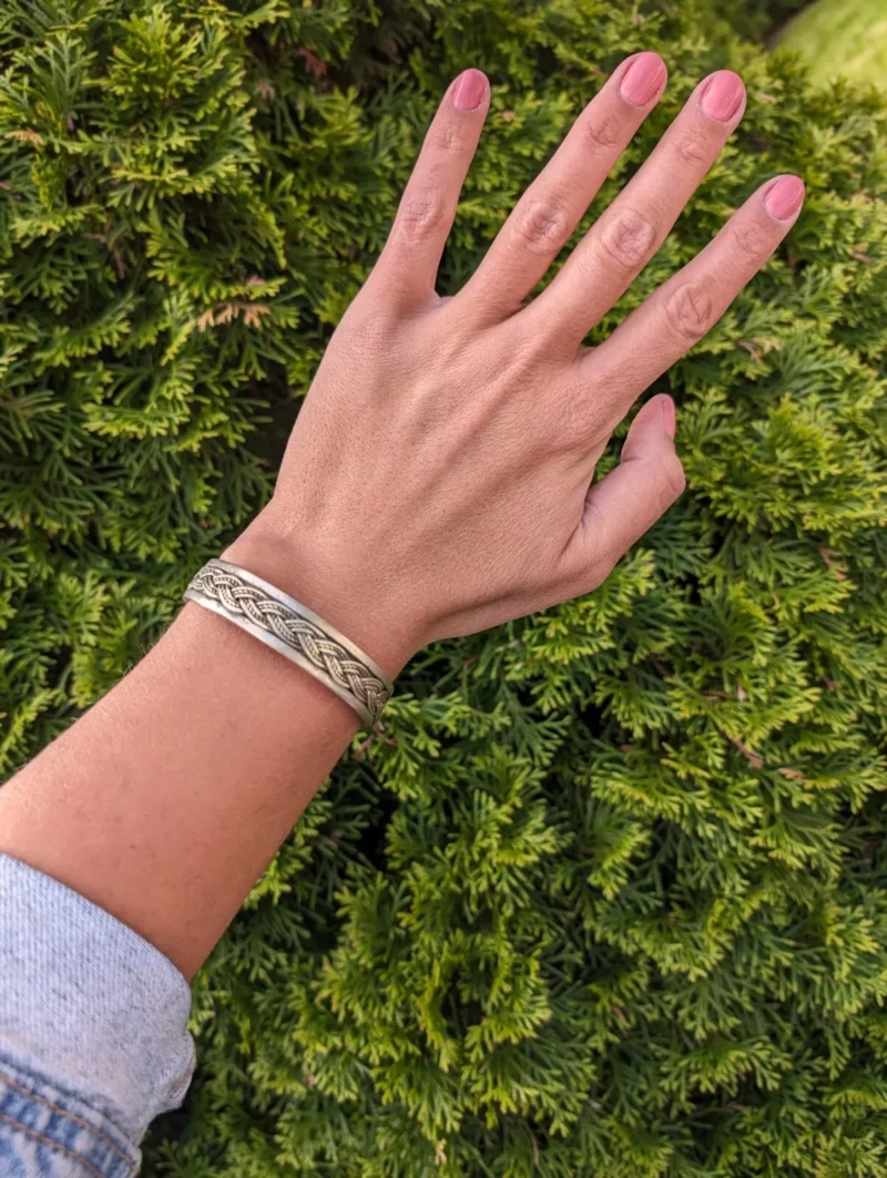 Women's Berber Silver Braided Cuff Bracelet