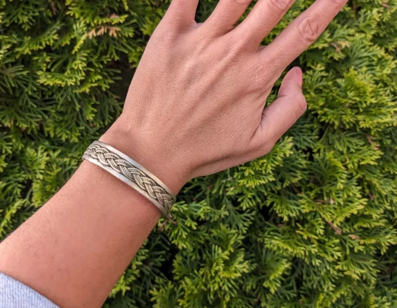Women's Berber Silver Braided Cuff Bracelet