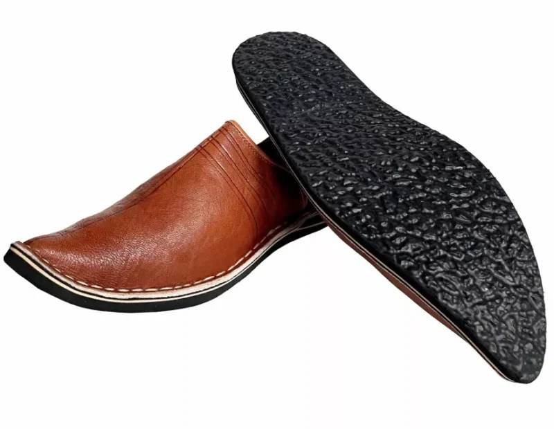 Berber Leather Handmade Slippers (Brown) - Image 6
