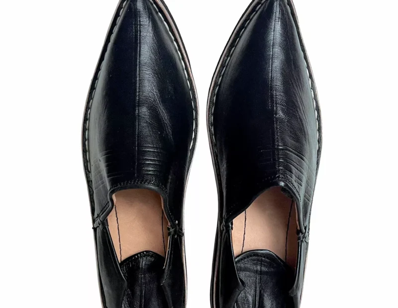 Berber Leather Handmade Slippers (Black) - Image 4