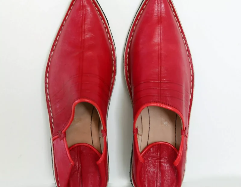 Berber Leather Handmade Slippers (Red) - Image 7