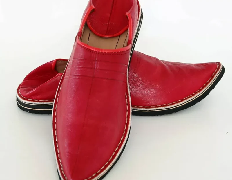 Berber Leather Handmade Slippers (Red) - Image 2