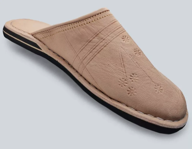 Organic Moroccan Berber Leather Slippers (White) - Image 5