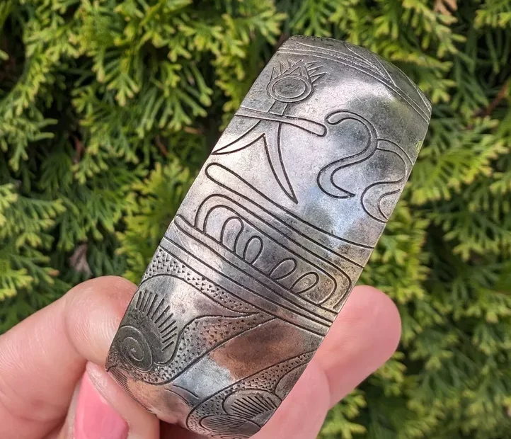 Women's Berber Silver Etched Cuff Bracelet - Image 3