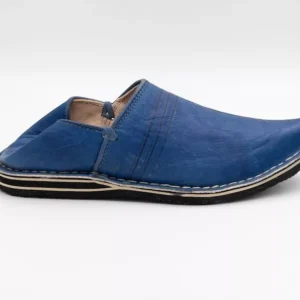 Berber Leather Handmade Slippers (Blue) - Image 3