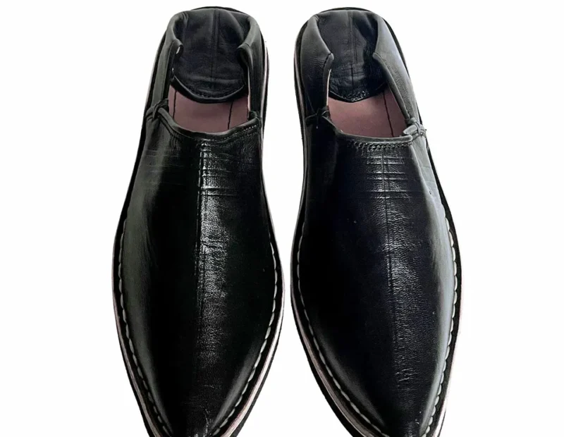Berber Leather Handmade Slippers (Black) - Image 2
