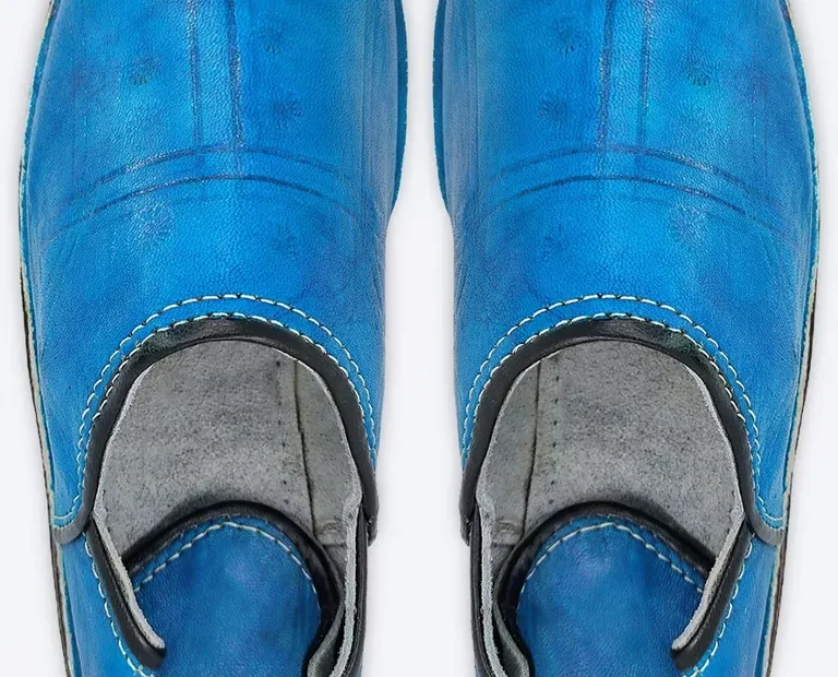Organic Moroccan Berber Leather Slippers (Blue) - Image 6
