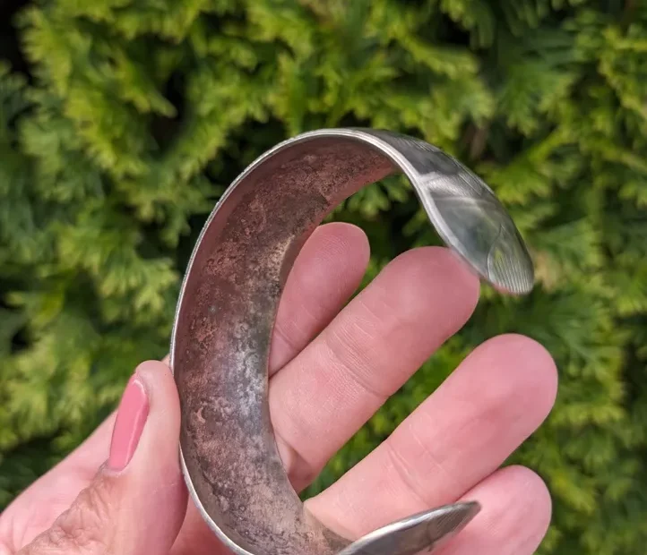Women's Berber Silver Etched Cuff Bracelet - Image 6
