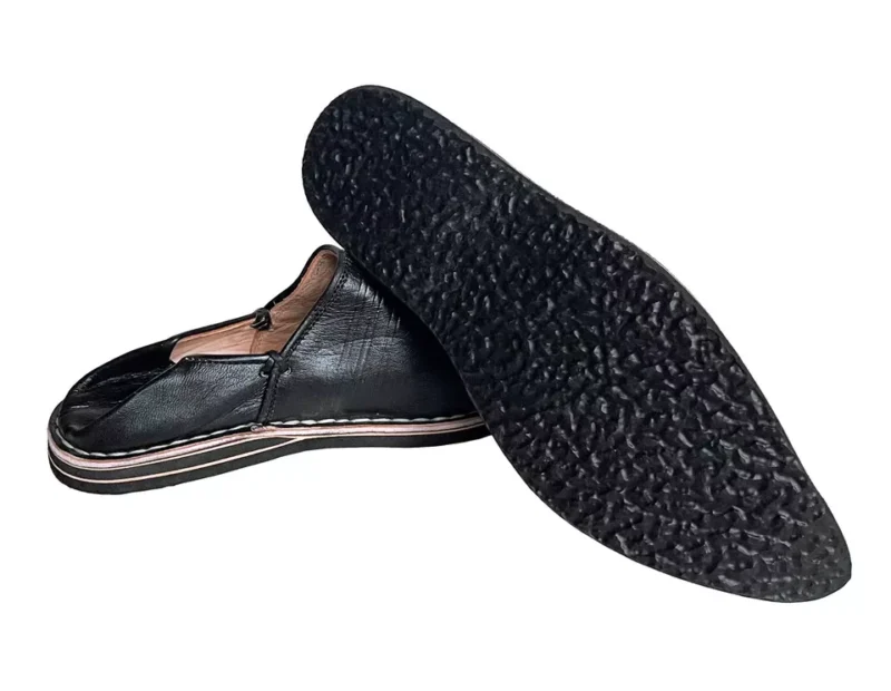 Berber Leather Handmade Slippers (Black) - Image 3
