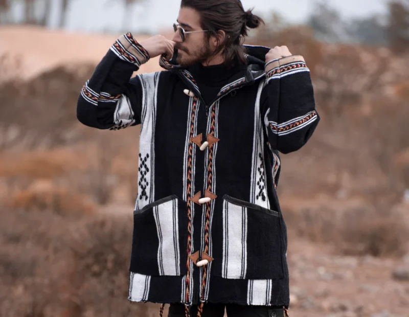 Striped coat Cardigan, Hoodie coat from fleece - Image 3