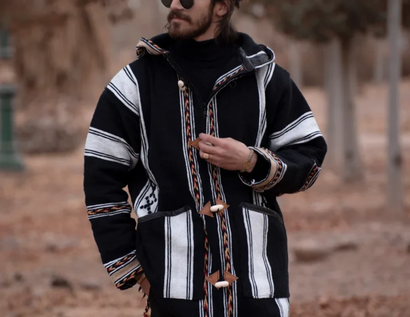 Striped coat Cardigan, Hoodie coat from fleece - Image 4