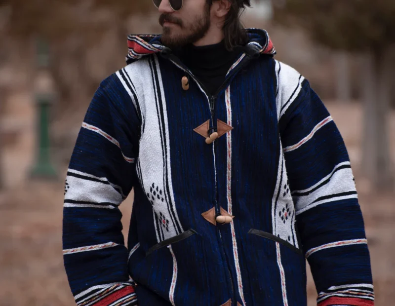 Striped coat Cardigan, Hoodie coat from fleece - Image 5