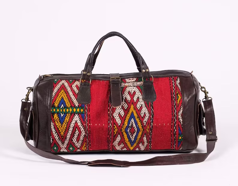 Hand-Embroidered Amazigh Leather Bag - Image 2