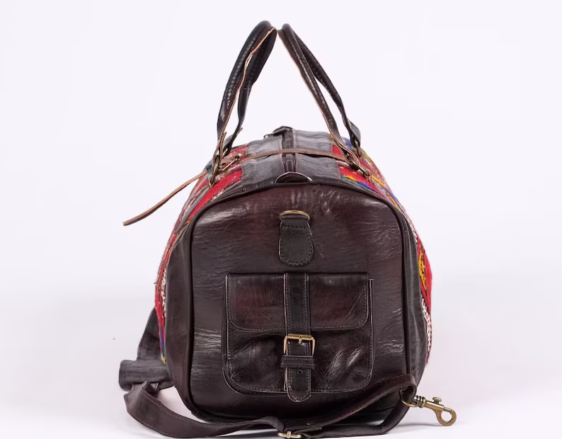 Hand-Embroidered Amazigh Leather Bag - Image 3