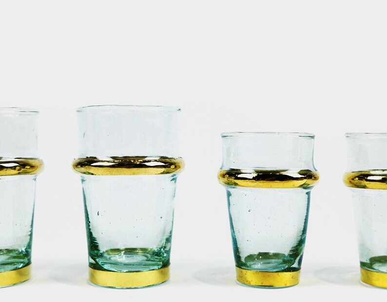 Set of 6 Beldi Chic Tea Glasses with Gold Accents - Image 6
