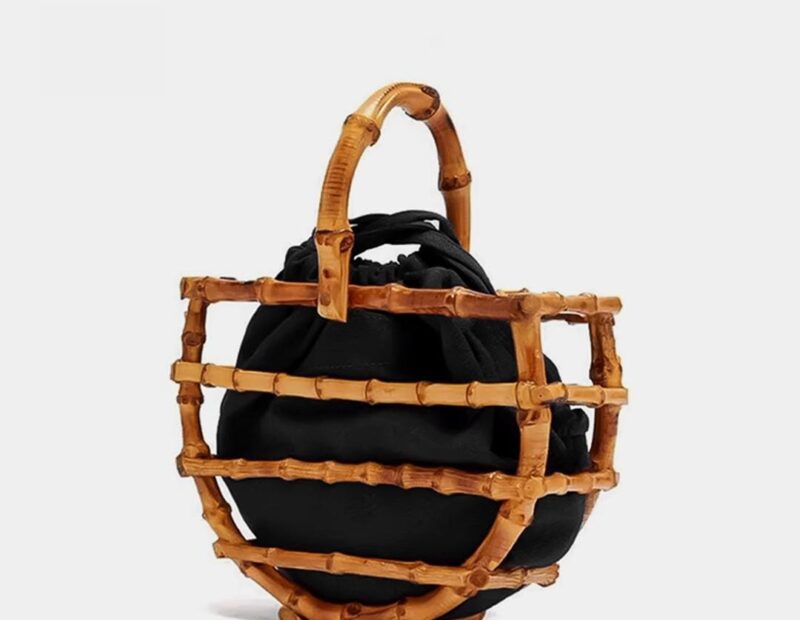 Amazigh Semicircle Bamboo Handbag - Image 5