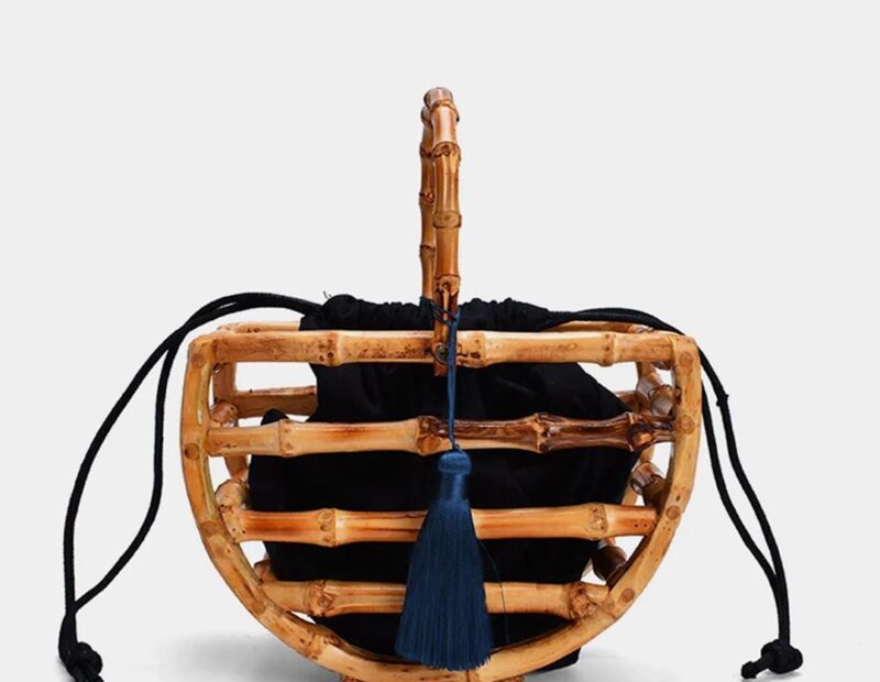 Amazigh Semicircle Bamboo Handbag - Image 3