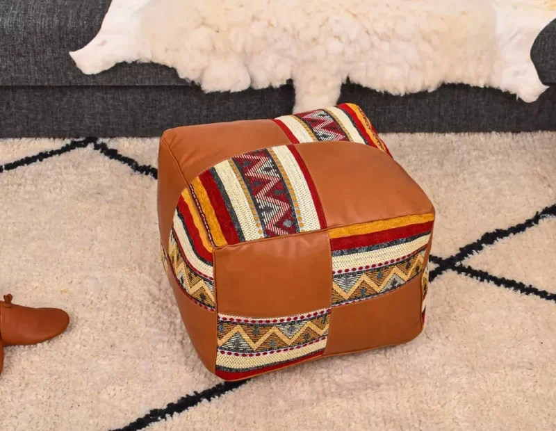 Handmade footstool, Home Boho Decor, Floor Cushion - Image 14
